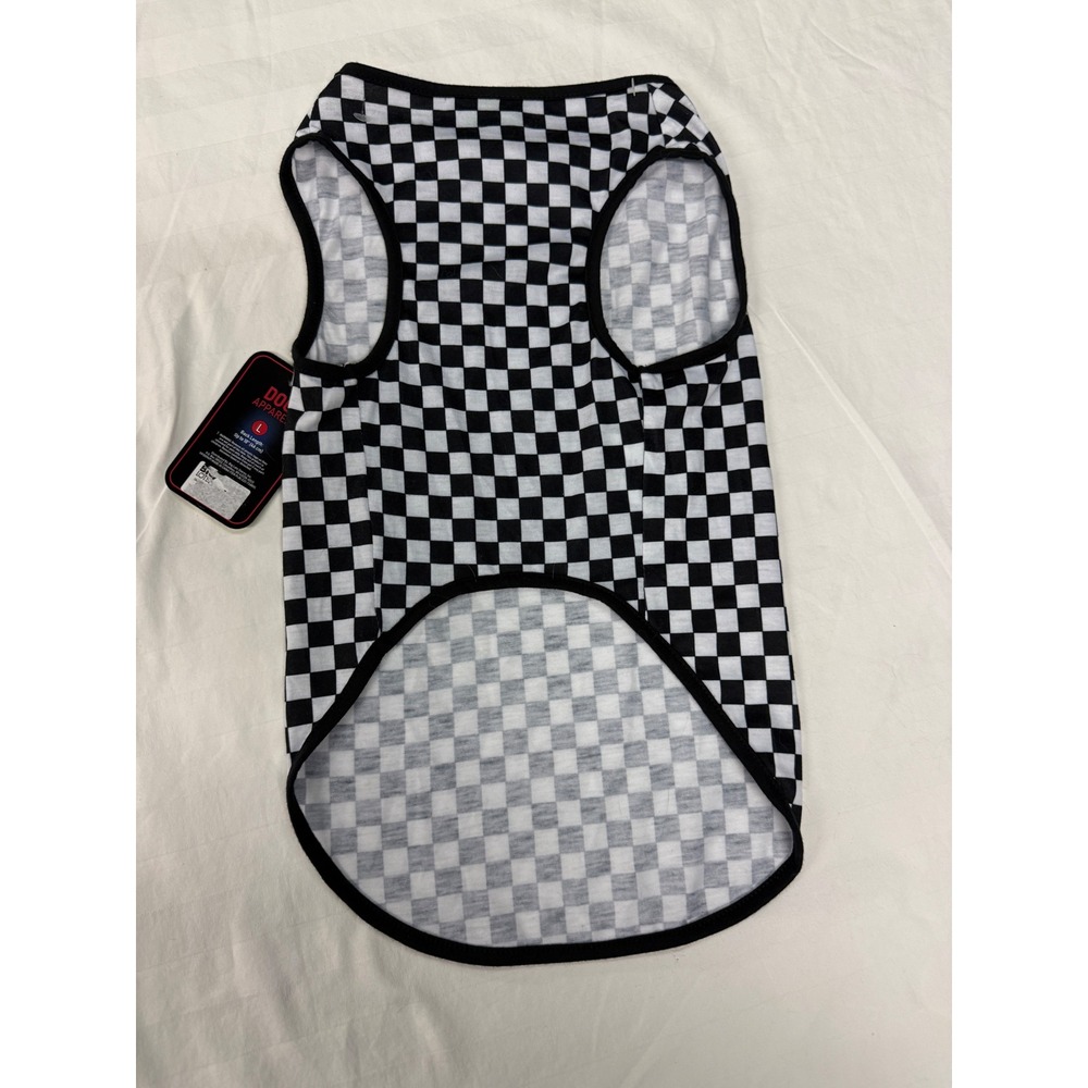 Fabdog Puppy Jamz Dog Tank Top Black White Checkered Small Dog Shirt Large